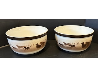 Big Sky Carvers Wild Horses Thomas Norby Soup Cereal Bowl Bowls set van 2 western