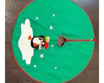 Weihnachten Urlaub Baum Rock Grün Pinguin Schneeflocke Filz Urlaub 45 Zoll VTG