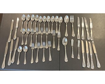 Vajilla de acero inoxidable Vera Wang Wedgwood Lariat Nouveau 18/10, 42 piezas, n.° 1