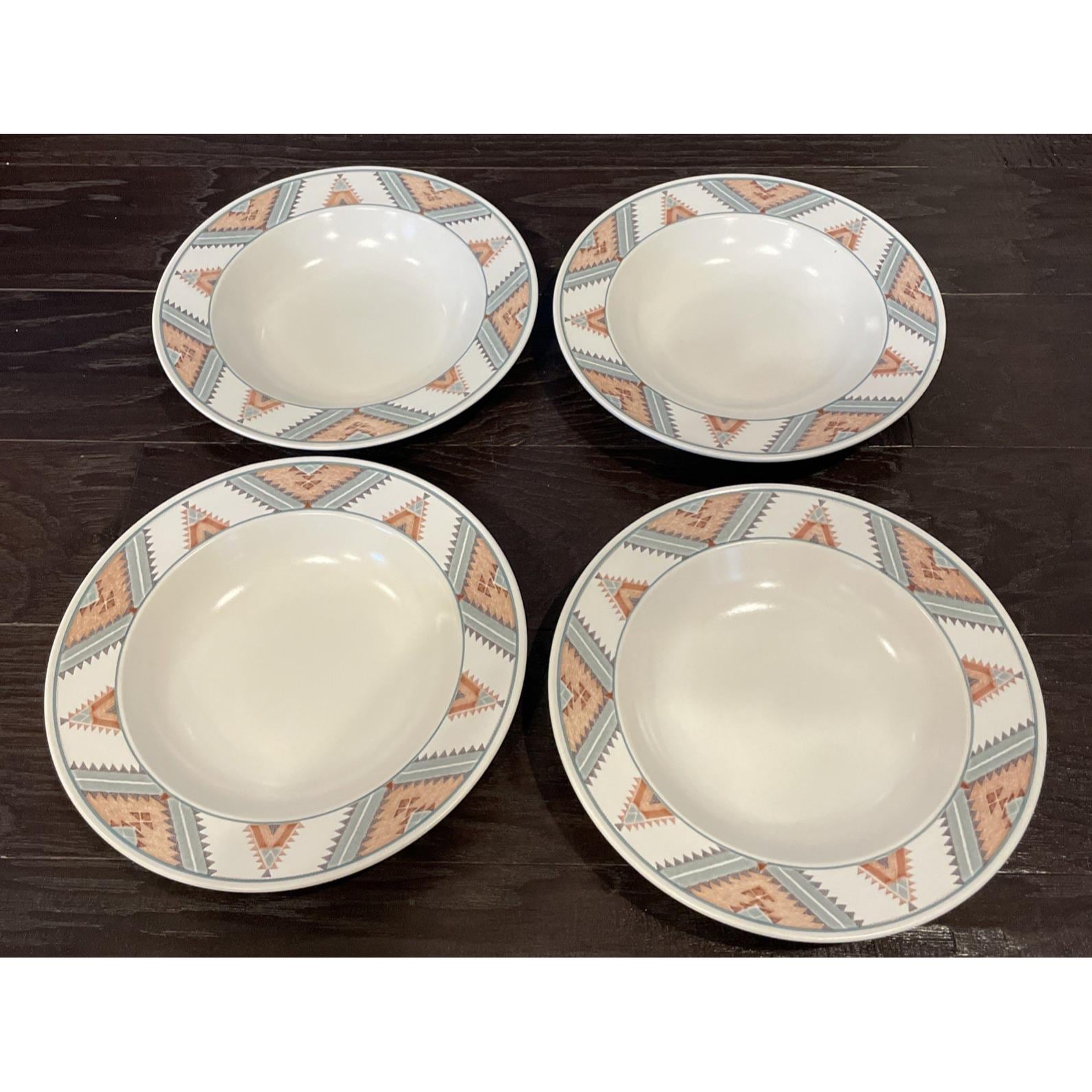 Mikasa 4er-Set Stapelbare Pastaschalen – Italienisches Landhaus-Design, Steinzeug, 21,6 Cm, Mikrowellen- & Spülmaschinenfest