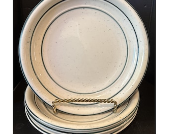 Platos de ensalada Tienshan Country Crock con motas verdes, juego de 4 platos de 19 cm (7,5 pulgadas), estilo vintage.