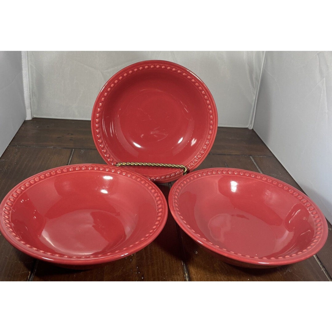 JC Penneys JCP Home Dark Red Set of 3 Soup Cereal Bowl Bowls Etsy