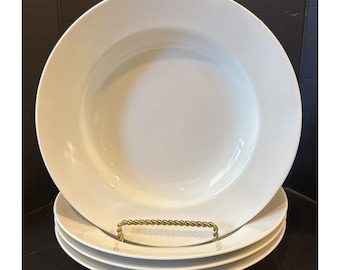 Fitz Floyd White Porcelain Rimmed Pasta Schalen 4er Set Japan 22 cm Vintage