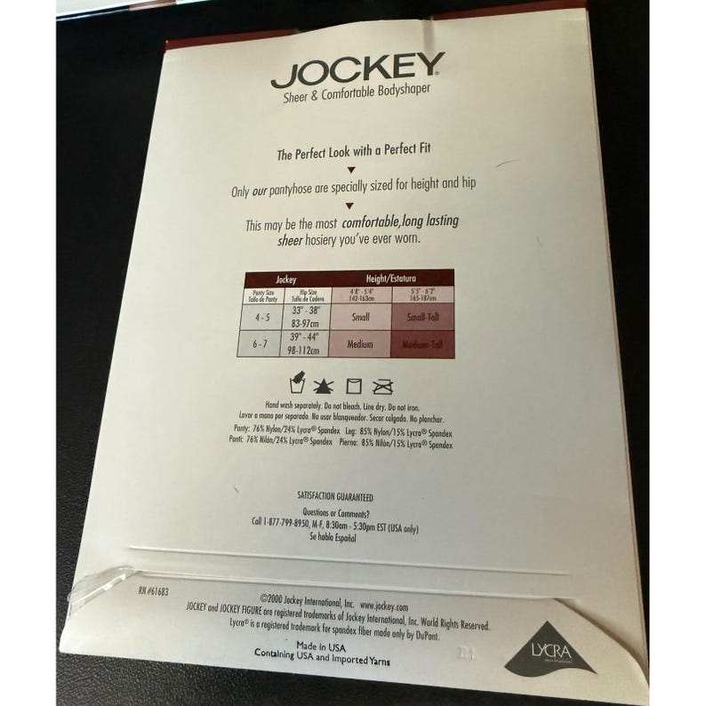 Damskie rajstopy modelujące sylwetkę Jockey Medium Tuxedo w kolorze czarnym, prześwitujące, modelujące top NOWY zdjęcie 2
