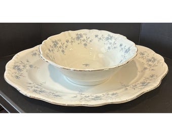 Johann Havilland Blue Garland Bavaria Alemania Bandeja para servir/Bol para verduras VTG