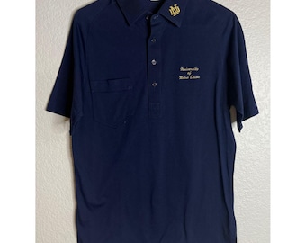 La Mode Herren S Poloshirt Navy Notre Dame Fighting Irish Vintage USA Made Preppy