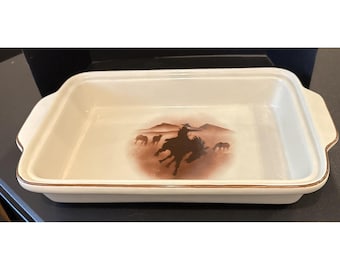Montana Lifestyles Horses Thomas Norby Casserole Dish Handles 13 Inch Western