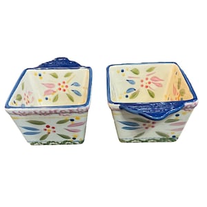 Temptations by Tara Old World Floral Blue Single Serve Ramekins 10 Oz Set of 2