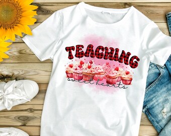 Enseigner aux amoureux Png, impression rétro par sublimation de la Saint-Valentin, chemise professeur DTF Design