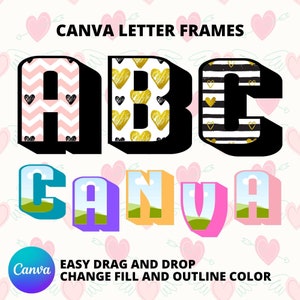 Canva Frame Doodle Alphabet A-Z, Editable Canva Letters Template, Custom  Fill Pattern Block Letters,  Custom Frames, Drag and Drop