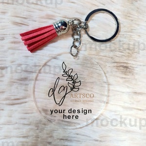Ornament mockup, Acrylic Ornament Round Keychain Mockup, Circle Keychain with Tassel ornament, Holiday decoration digital mockup psd file