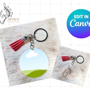 Acrylic Keychain Mockup for Canva, Keyring Canva Mockup, Clear Acrylic Mockup,  Canva Frame Mockup, Drag and drop Mockup, Canva Template