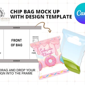 Canva Frames Chip Bag Mockup with Chip Bag Design Template, Canva Frame Mockup, Personalize chip bag , Drag and Drop Canva