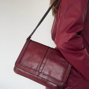 Vintage bordeauxrote leren Tas
