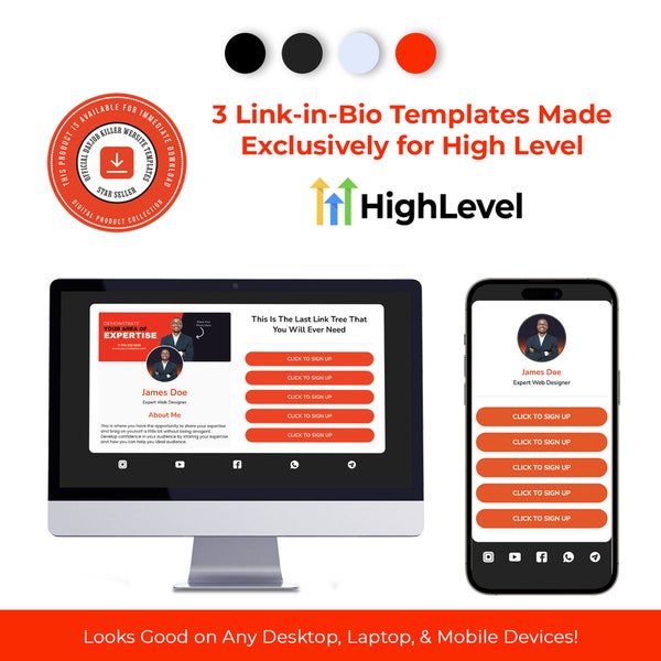 GoHighLevel Link-in-Bio Template | High Level Link Tree Templates | TikTok Link-In-Bio | Link-in-Bio Web Site | Instagram Landing Page