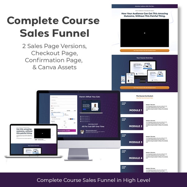 Complete Course Sales Funnel for High Level | GoHighLevel | Sales Funnel Template for HighLevel