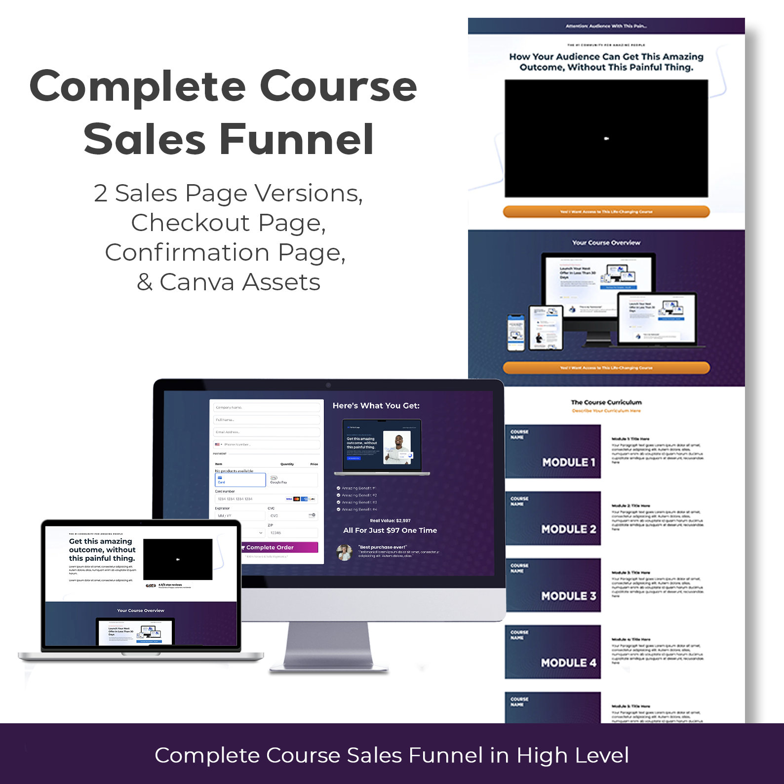 GoHighLevel Complete Course Sales Funnel | GoHighLevel | HighLevel Sales Funnel Template | Go High Level Website Template