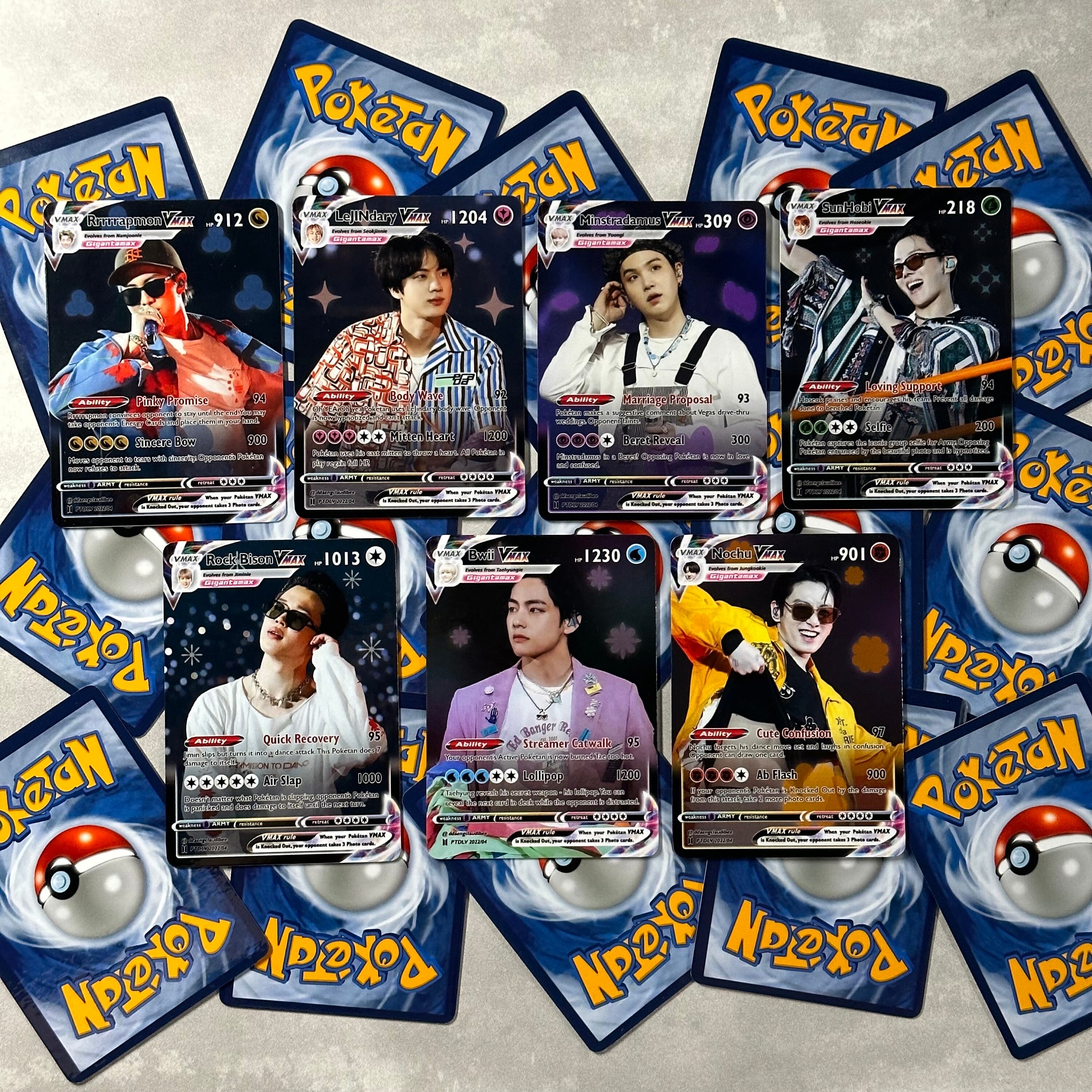 BTS Pokétan Cards - PTDLV EDITION - Fanmade Pokémon Inspired Bangtan Photocards