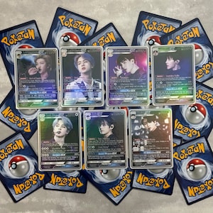 Cartões Holo Pokémon BTS - Cartões fotográficos Bangtan inspirados em Pokémon feitos por fãs