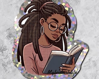 Locs and Books Glitter Sticker