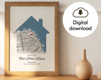 Personalized Home Map, First Home Gift, Housewarming Gift, Our Home Map, House Shaped Map, Custom City Map, Gift for Couple, Realtor Gift