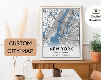 Custom City Map, Personalized Map Poster, Any City, Any Town, Custom City Poster, High Definition Poster, Digital Download, Best Gift