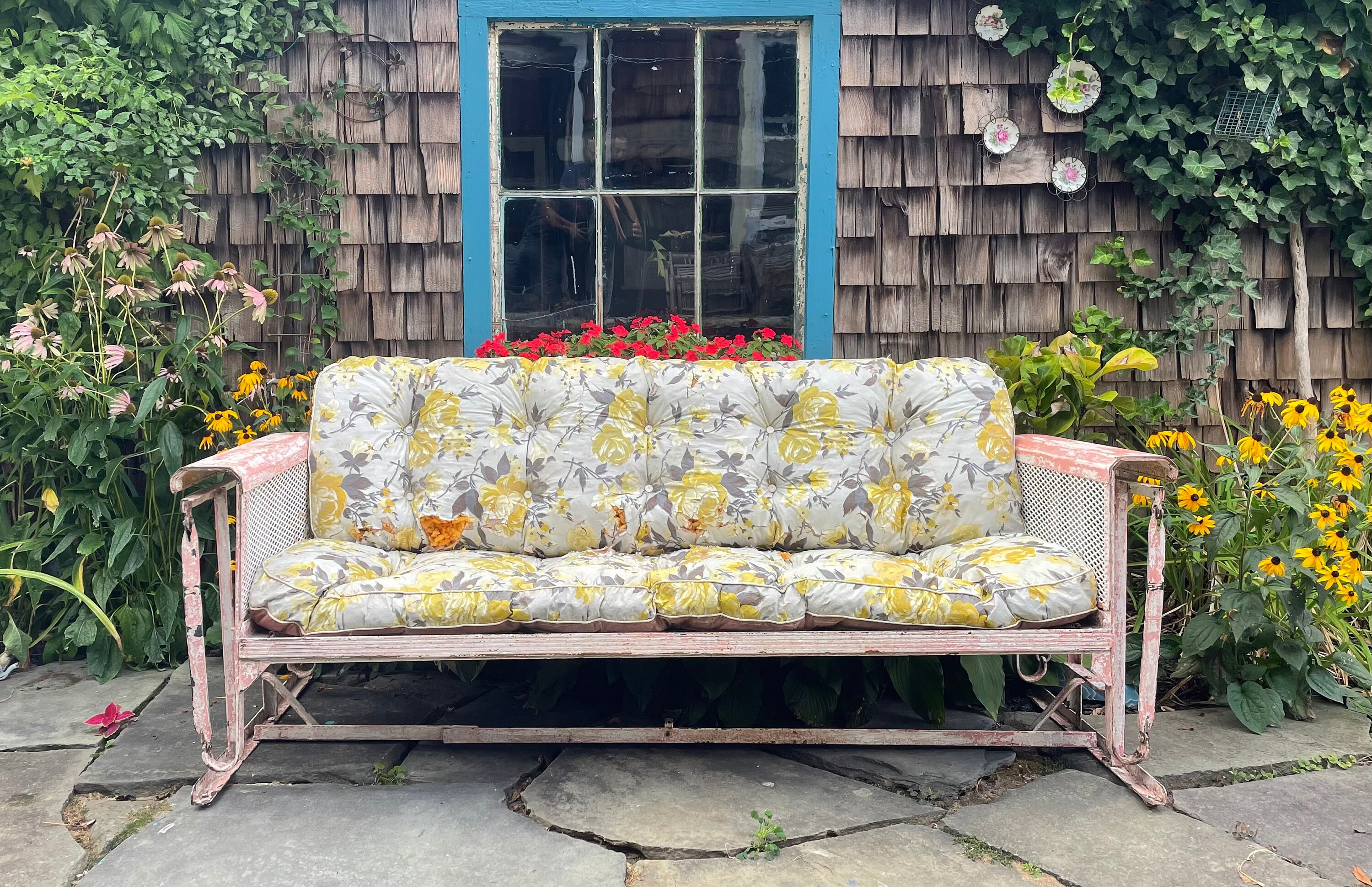 Vintage metal porch glider hotsell