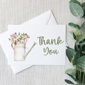 English Garden Watering Can Thank You Cards - Gift Bridal Shower Birthday Wedding Baby Shower Party General - Set of 10 with Envelopes