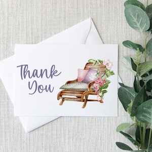 English Garden Chair Plant Thank You Cards - Cadeau Bridal Shower Anniversaire Mariage Baby Shower Party Général - Set de 10 avec enveloppes