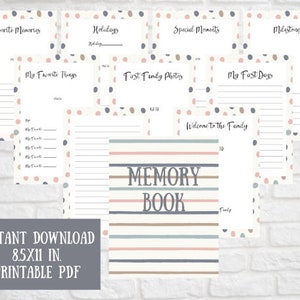 Foster Baby Child Teen Memory Book Binder 8.5x11 in. Descarga digital imprimible Boho Baby rayas