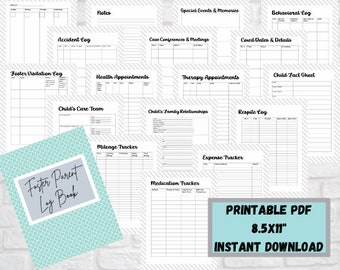 Foster Parent Log Book! Binder 8.5x11 in. Printable Digital Download Notebook Organizer