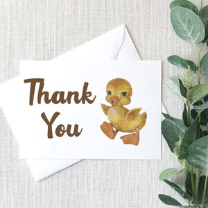 Cartões de agradecimento de pato de brinquedo vintage para bebês - Cartões de agradecimento para chá de bebê - Conjunto de 10 com envelopes