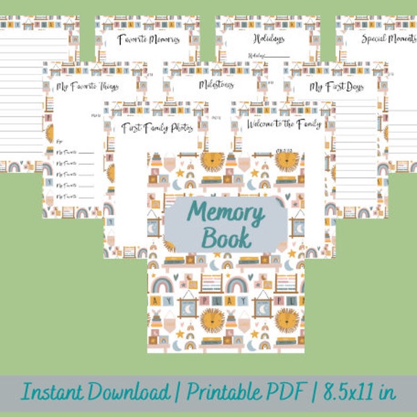 Foster Baby Child Teen Memory Book Binder 8.5x11 in. Printable Digital Download Boho Baby