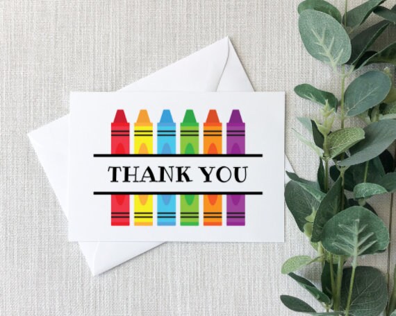 Teacher Crayons End of School Thank You Cards Gift End of - Etsy
