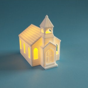 Chapelle d'église miniature avec bougies chauffe-plat LED - Une superbe décoration de gâteau pour les mariages et les anniversaires