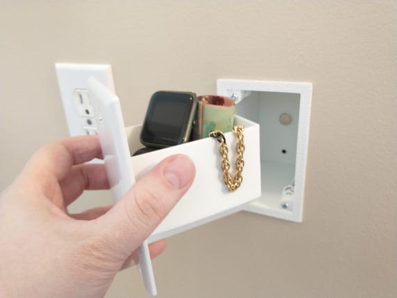 thumbnail image 2 of Handmade Metal Hidden Diversion Wall Safe – Secret Compartment Stash (Medium, Silver) 2 of 6