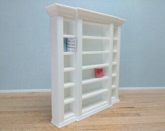 Libreria In Miniatura Blu Scuro 3 Strati Con Ante Trasparenti Per Casa Delle Bambole Scala 1:12
