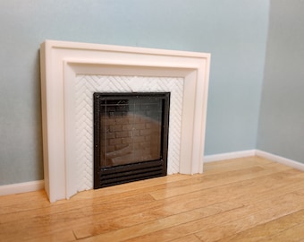 Miniature Modern Fireplace - 1/24 Scale