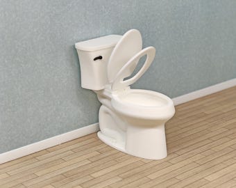 Inodoro de baño con tapas abatibles a escala 1/12 o 1/24 - Accesorio para casa de muñecas en miniatura