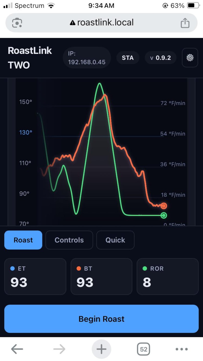 RoastLink TWO+ / Registrador de temperatura inalámbrico con sonda de termopar dual para tostadores de café Artisan - WiFi OLED / SR800 Behmor Hottop imagen 3