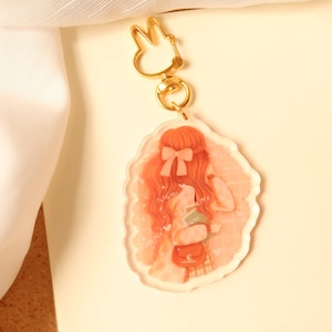 Light academia keychain charm, lovecore acrylic keychain, aesthetic keychain, charm accessories aesthetic charms, kawaii phone charm