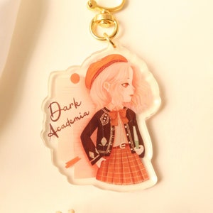 Dark academia keychain charm, lovecore acrylic keychain, aesthetic keychain, charm accessories aesthetic charms, kawaii phone charm
