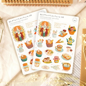 folha de adesivos cottagecore, adesivos para escola, presente para fazer pão, adesivos bujo, enchimentos de cesta de Páscoa para adolescentes, materiais de arte kawaii