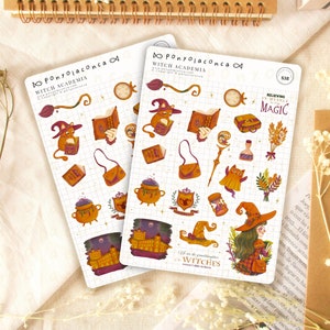 witchy academia stickers for school, dark academia sticker sheet, journal stickers for planners, aesthetic stickers, witchcraft stickers