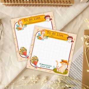 Notepad Cottagecore, to do list notepad, Easter basket stuffers for teenage girls, cute stationery, kawaii art supplies, kawaii memo pad