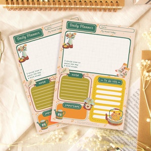 A4 weekly planner notepad, daily planner pad, to do list notepad planner, desk pad planner, kawaii art supplies, kawaii memo pad, for teens