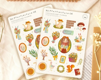 cottagecore planner stickers for school, mushroomcore bujo stickers sheet, Easter basket stuffers for teens, vintage academia floral bouquet