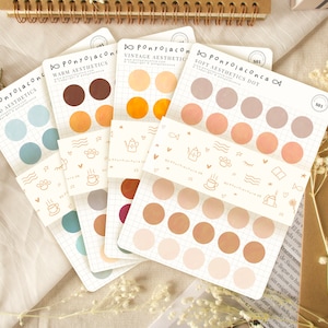 sticker sheet bundle, dot stickers planner, functional planner stickers, aesthetic bujo stickers, kawaii art supplies, circle stickers