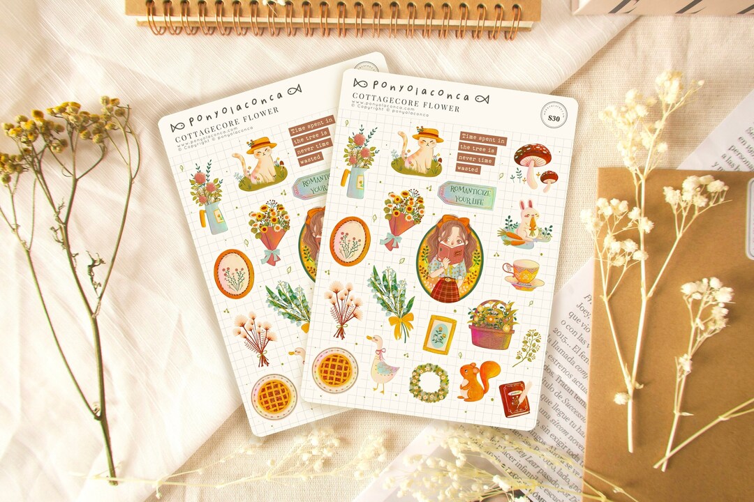 Cottagecore Planner Stickers for School, Mushroomcore Bujo Stickers ...