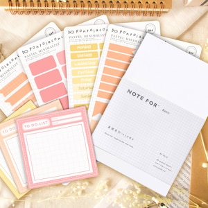 Zestaw naklejek do planera pastelowego, minimalistyczny notatnik, planer a5, notatnik z listą rzeczy do zrobienia, naklejki bujo pastelowe, artykuły artystyczne kawaii, artykuły piśmiennicze